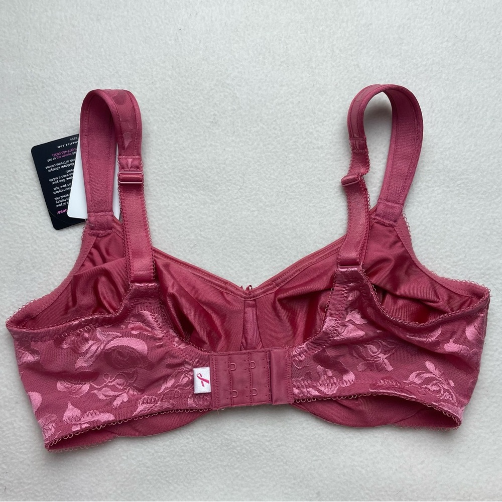 NWT New Wacoal Rose Wine Pink Floral Awareness Underwire Bra - Picture 5 of 6